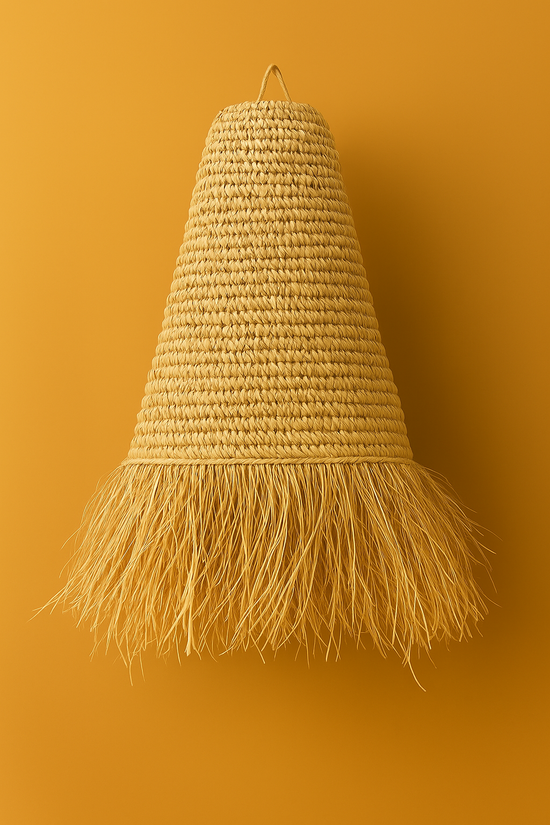 Moroccan Handmade Rattan Doum Lampshade – Boho Straw Pendant Light