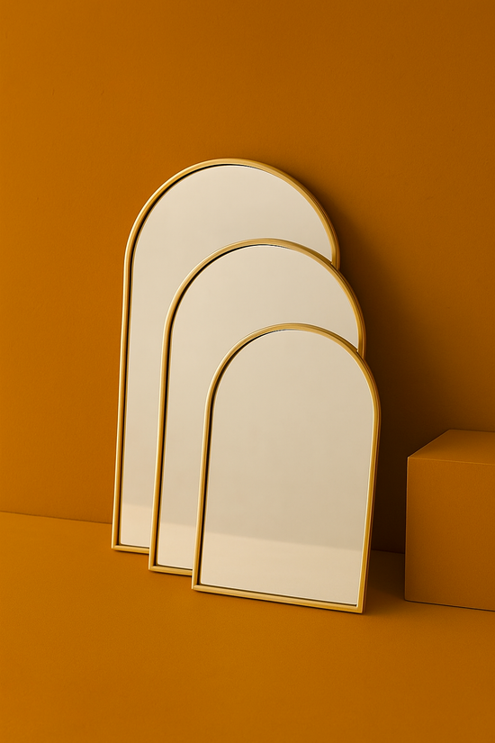 Moroccan Hand-Hammered Brass Arch Mirror — Artisan Wall Decor