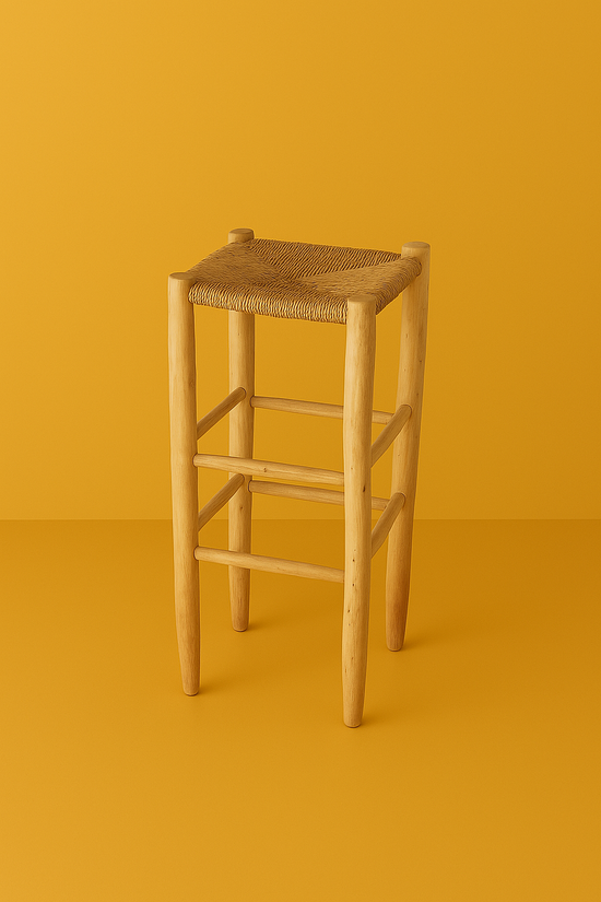 Moroccan stool bar with palm leaf cord
