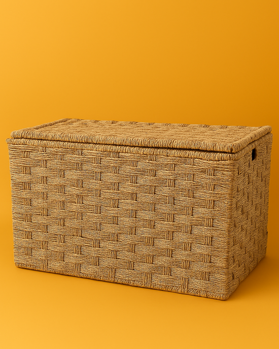 Rattan Wicker Toy Box – Stylish Palm Leaf Storage