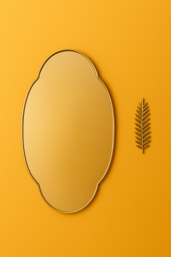 Oval Brass Wall Mirror – Handmade Moroccan Elegance