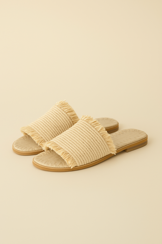 Handmade Moroccan Raffia Mules – Chic Boho Summer Flats