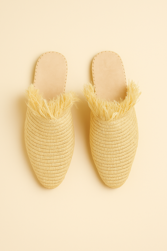 Handmade Moroccan Raffia Sandals – Lightweight Boho Summer Ballerinas