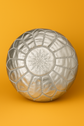 Silver Moroccan Leather Pouf – Boho Ottoman