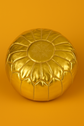 Gold Moroccan Leather Pouf – Handmade Boho Ottoman