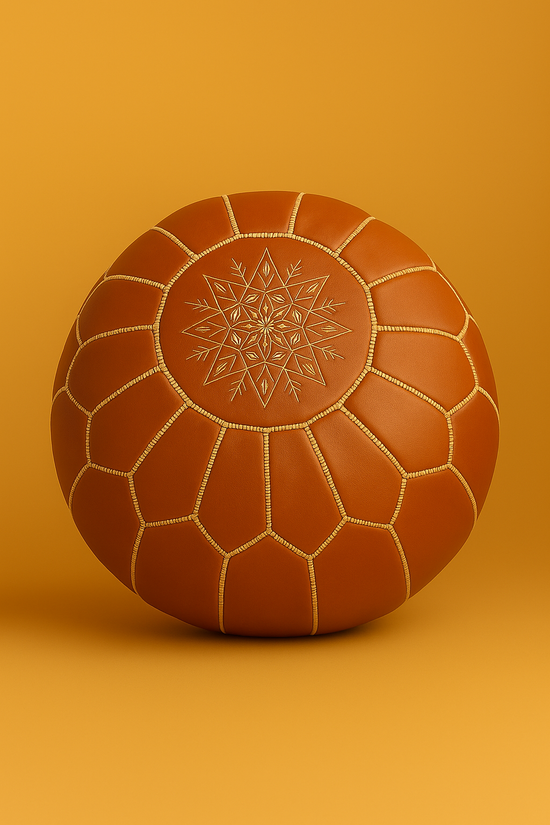 Handmade Moroccan Leather Pouf – Boho Ottoman & Lounge Seat