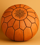 Moroccan Leather Pouf – Handmade Tan Ottoman