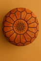Moroccan Leather Pouf – Handmade Tan Ottoman