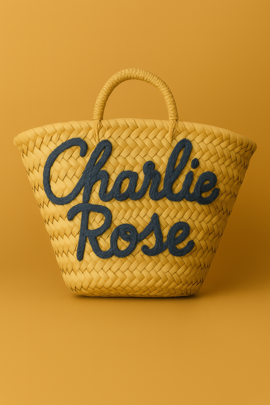 Custom Embroidered Moroccan Straw Tote – Personalized Beach & Bridal Gift
