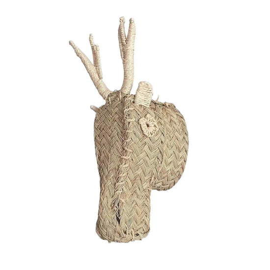 Gazelle Trophy – Handmade Straw Wall Art in Natural Palm Doum - ECOMOROCCO