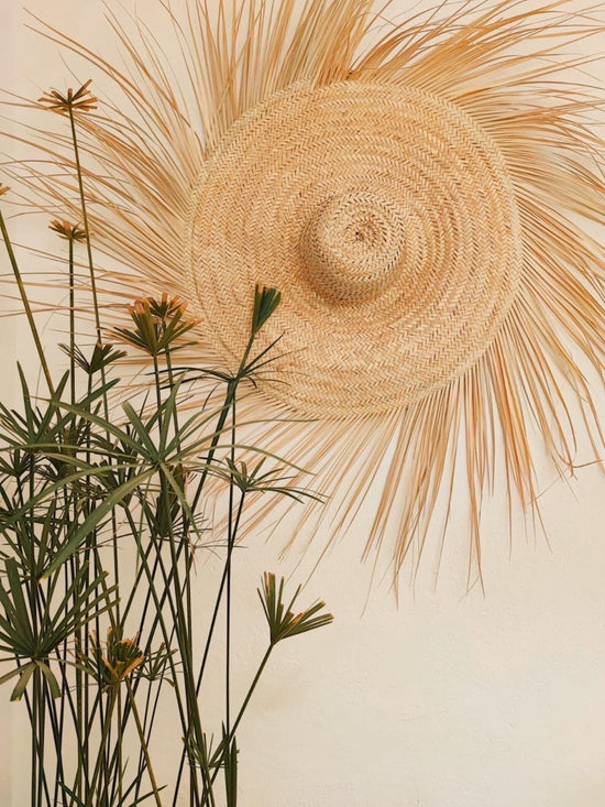 Straw Wall Hat – Handmade Boho Wall Decor for Warm, Natural Spaces - ECOMOROCCO