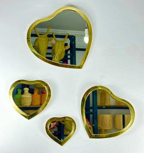 Brass Heart Mirror Set – Handmade Moroccan Wall Art - ECOMOROCCO