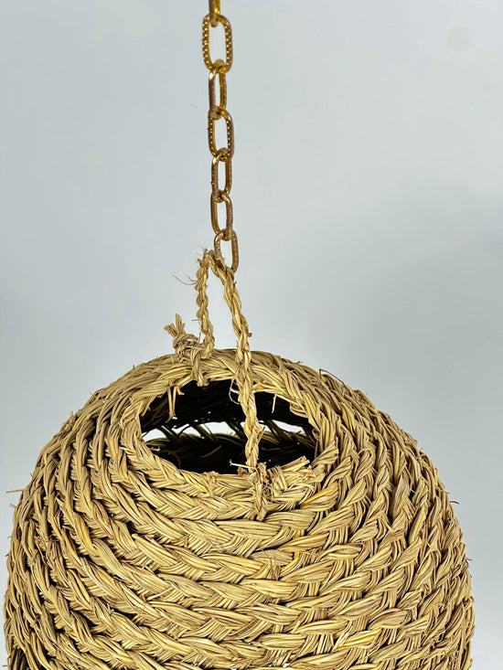 Boho Straw Pendant Light – Handwoven Natural Ceiling Lamp - ECOMOROCCO