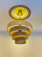 Moroccan Woven Rattan Pendant Lamp – 4-Tier Raffia Design for Ceilings
