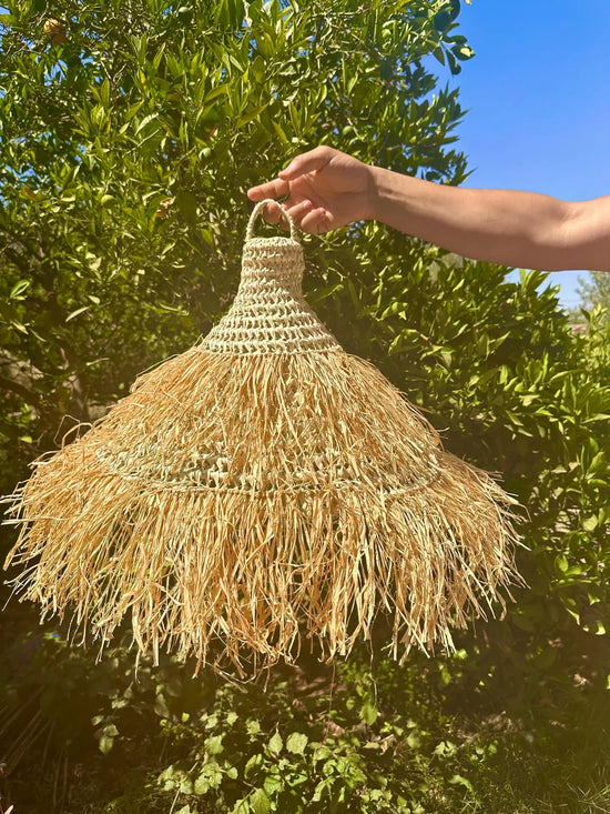 Moroccan Doum Raffia Pendant Lamp - ECOMOROCCO