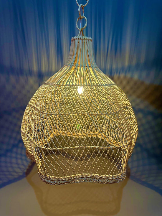 Wavy Rattan Chandelier – Handmade Natural Lampshade - ECOMOROCCO
