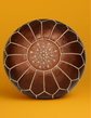 Authentic Large Leather Pouf – Moroccan Boho Style