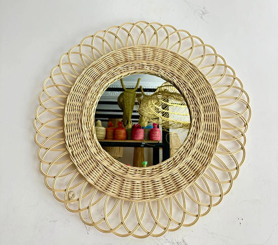 Rattan Flower Mirror – Boho Wall Decor - ECOMOROCCO
