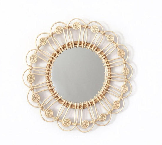 Peacock Rattan Mirror – Handmade Boho Wall Accent - ECOMOROCCO