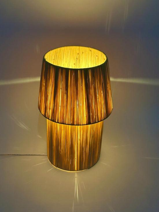 Natural Raffia Table Lamp – Handmade Moroccan Rattan Shade - ECOMOROCCO