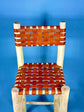 Moroccan stool bar with backrest in leather