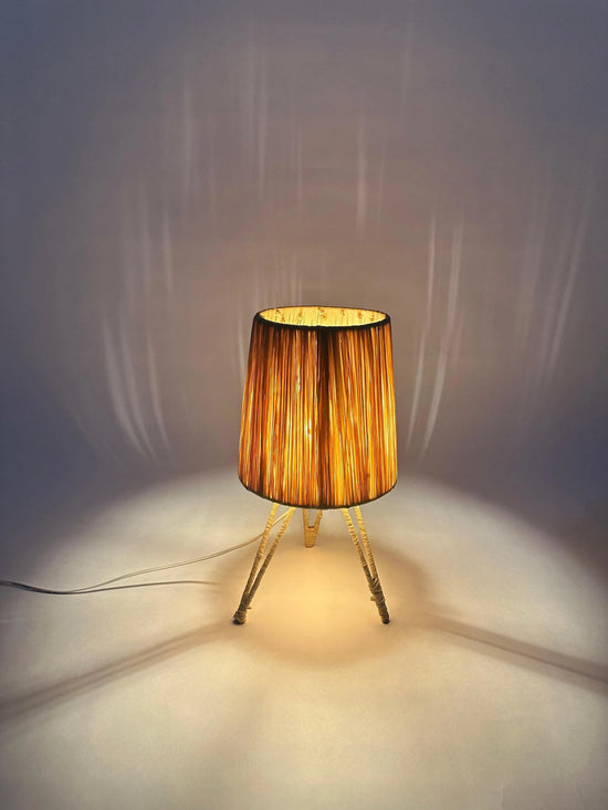 Natural & Black Raffia Lampshade – Moroccan Handmade Table Lamp Shade - ECOMOROCCO