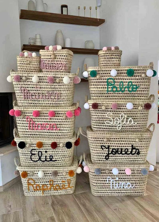 Personalized Wicker Toy Chest – Handmade Palm Leaf Box - ECOMOROCCO