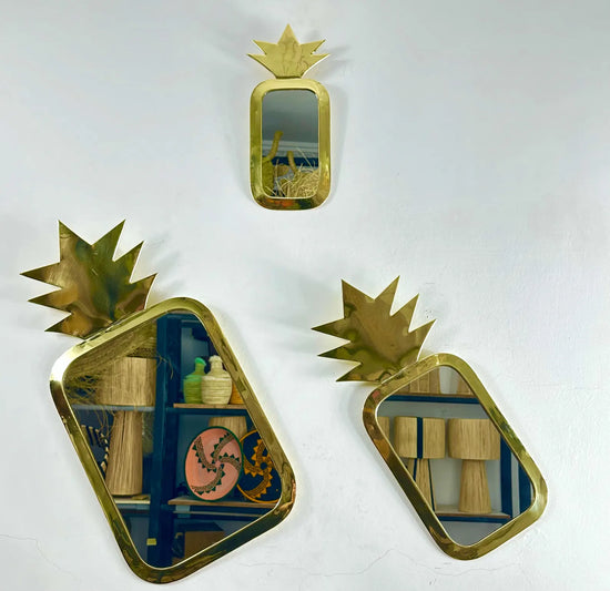 Brass Pineapple Mirror Set – Handmade Moroccan Wall Decor & Gift - ECOMOROCCO
