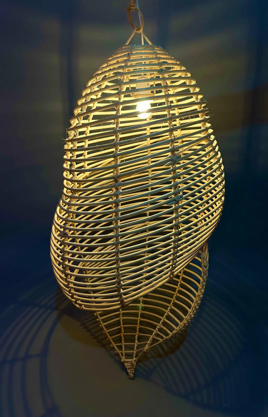 Handmade Rattan Pendant Lampshade – Natural Boho Wicker Ceiling Light - ECOMOROCCO