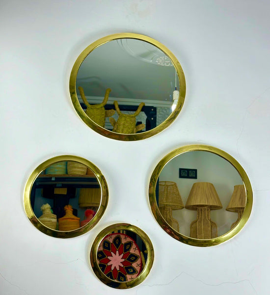 Handmade Moroccan Brass Round Mirror Set – Elegant Wall Art for Home - ECOMOROCCO