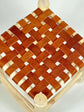 Handmade Moroccan Wooden Stool – Woven Footstool with Natural Patterns