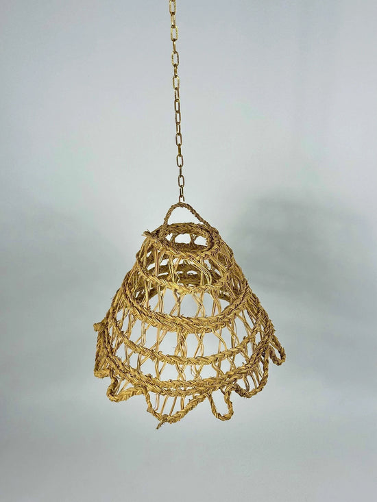Boho Straw Pendant Light – Handmade Moroccan Raffia Lampshade - ECOMOROCCO