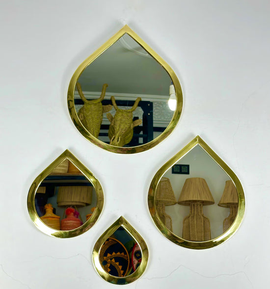 Handmade Brass Teardrop Mirror Set – Elegant Moroccan Wall Art - ECOMOROCCO