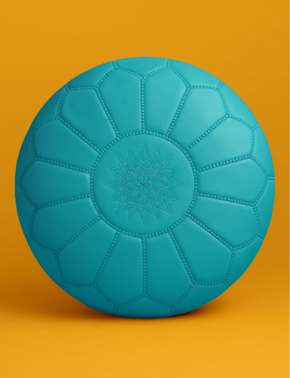 Authentic Large Leather Pouf – Moroccan Boho Style