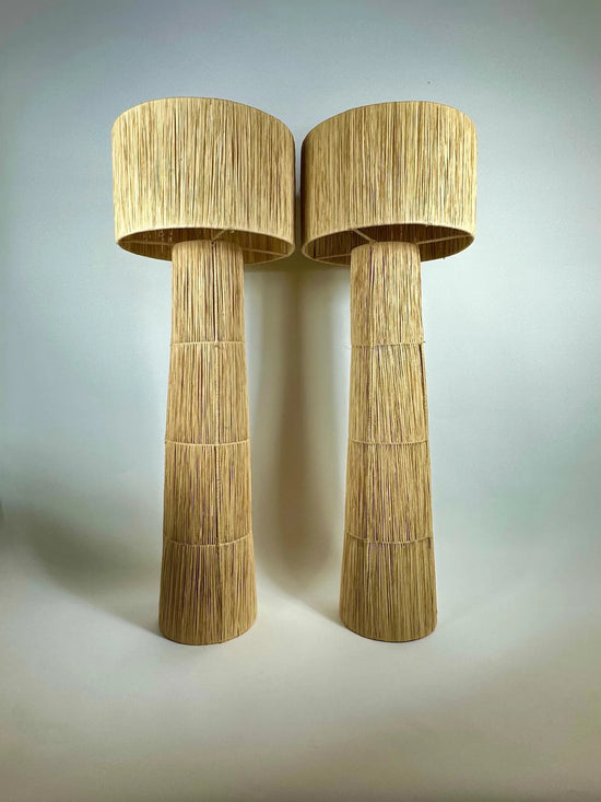 Natural Raffia Floor Lamp – Handmade Moroccan Boho Light - ECOMOROCCO