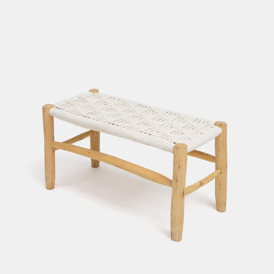 Moroccan Cord Bench – Handmade Boho Natural Seating - ECOMOROCCO