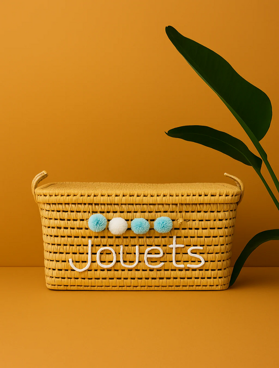Personalized Wicker Toy Chest – Handmade Palm Leaf Box