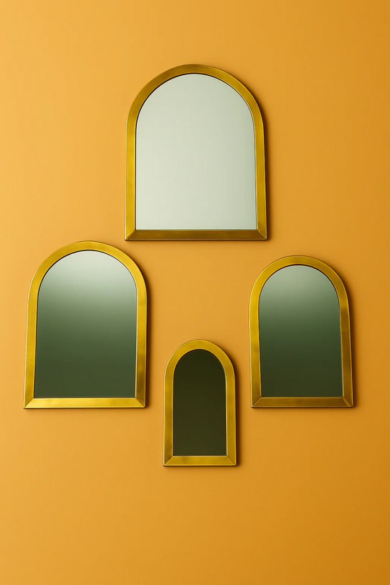 Brass Arched Mirror – Handmade Moroccan Wall Decor