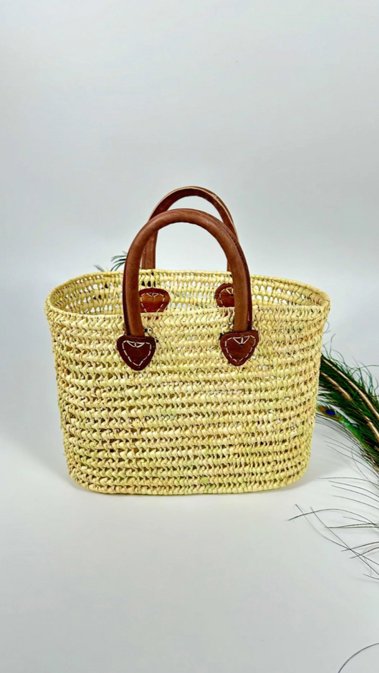 Moroccan Market Baskets Leather - Handcrafted Moroccan