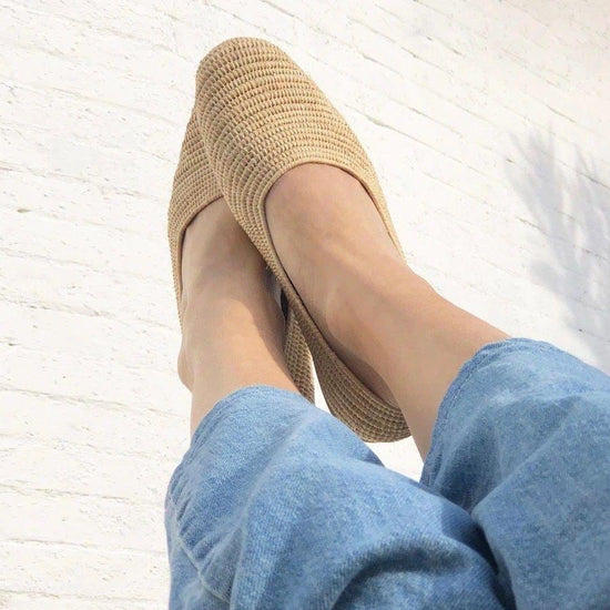 Moroccan Raffia Sandals – Boho Handmade Flats for Women - ECOMOROCCO