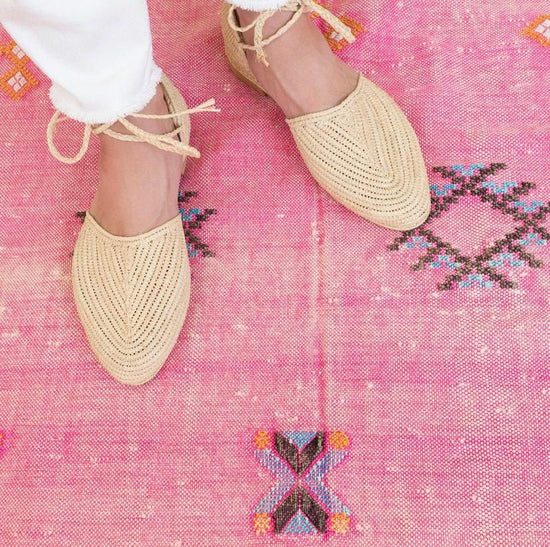 Handmade Raffia Slides – Moroccan Summer Sandals with Leather Sole - ECOMOROCCO