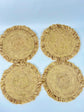 Handmade round raffia placemats with fringed edges - Natural table setting..