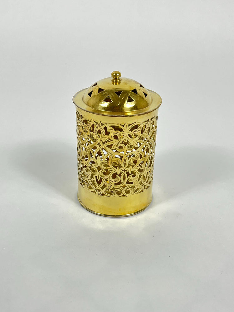 Handcrafted Unlacquered Brass Bathroom Basket - Engraved Trash Can & Decorative Toiletry Storage | Elegant Brass Trash Can.