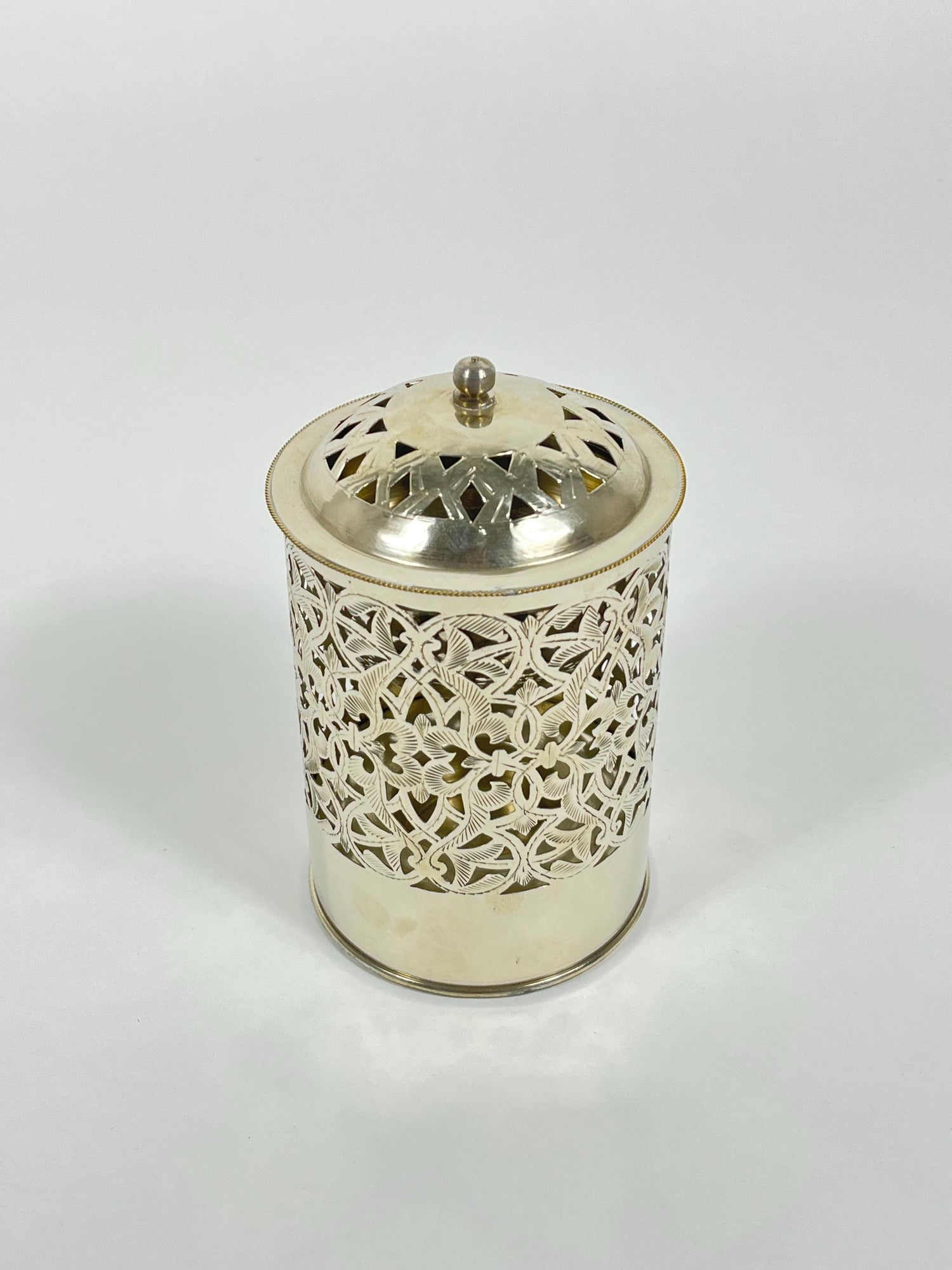 Handmade Bathroom Trash Can in Unlacquered Brass - Engraved Trash Can and Decorative Toilet Storage.