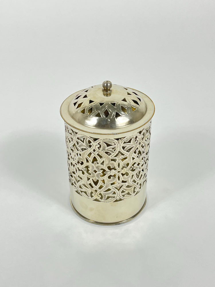 Handmade Bathroom Trash Can in Unlacquered Brass - Engraved Trash Can and Decorative Toilet Storage.