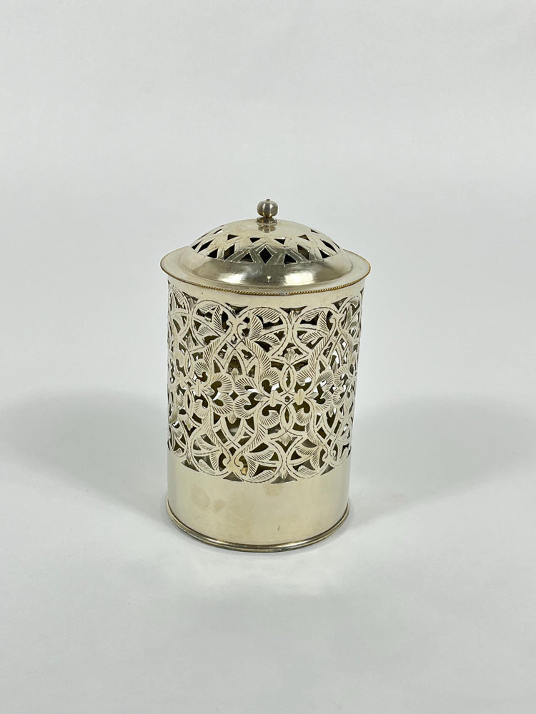 Handmade Bathroom Trash Can in Unlacquered Brass - Engraved Trash Can and Decorative Toilet Storage.