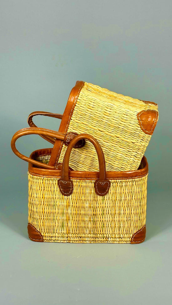 Handwoven Moroccan Reed Basket – 3 Sizes