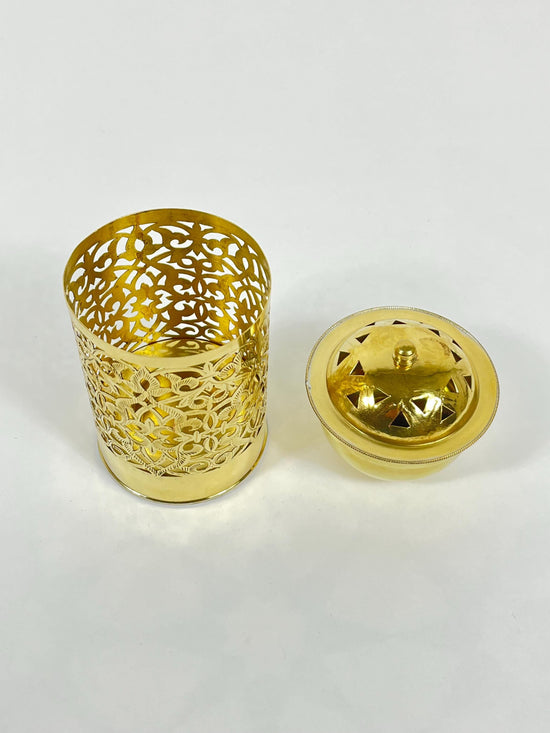 Handcrafted Unlacquered Brass Bathroom Basket - Engraved Trash Can & Decorative Toiletry Storage | Elegant Brass Trash Can.